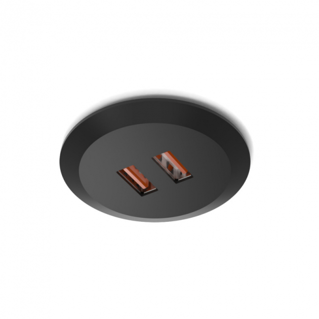USB-kontakt Subby innfelt - 20W/24V - 2x2A - Sort i gruppen Sortiment / Belysning / Strømuttak hos Beslag Design i Båstad Aktiebolag (973798)