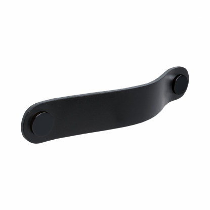 Håndtak Loop Round - 128mm -Svart lær/svart