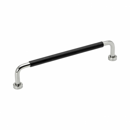 Håndtak Lounge - 160mm - Krom/Svart Lærinpakket