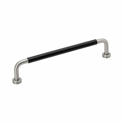 Håndtak Lounge - 160mm - Rustfritt/Svart lærinpakket