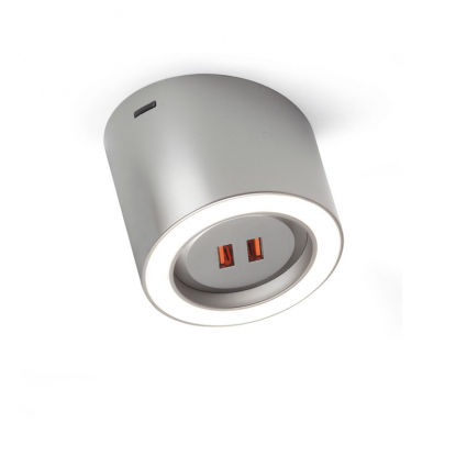 LED-spot Unika - 2xUSB - Rustfri look