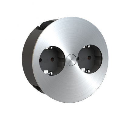 Twist Strømuttak - 2 x stikkontakter - Rustfritt