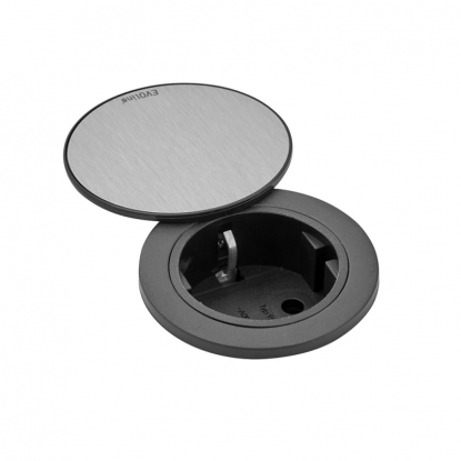 Stikkontakt One – med lokk rustfri/svart