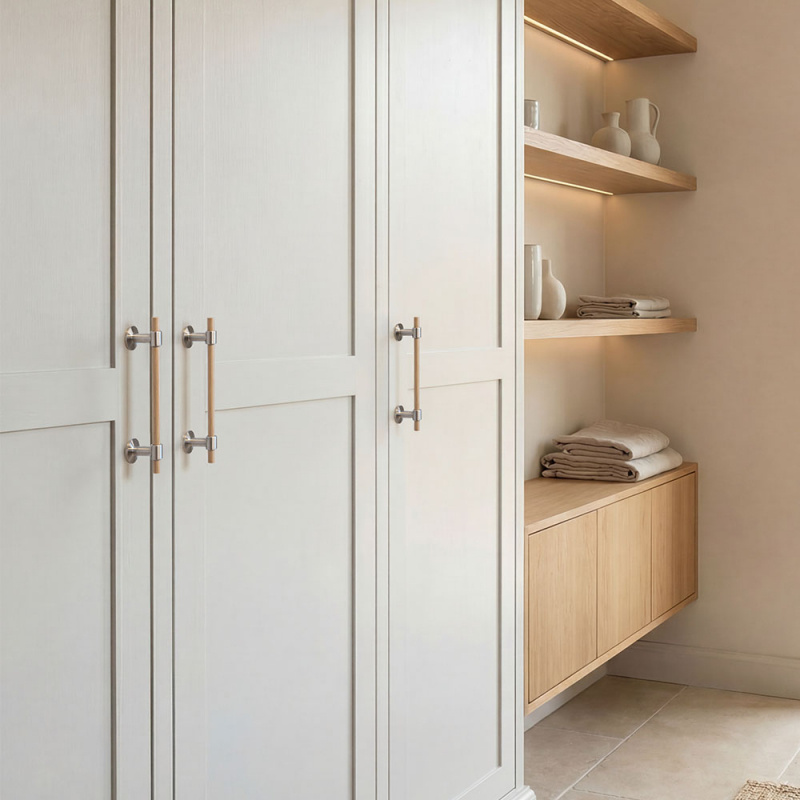 Håndtak Uniform - 128mm - Eik/Børstet rustfritt stål