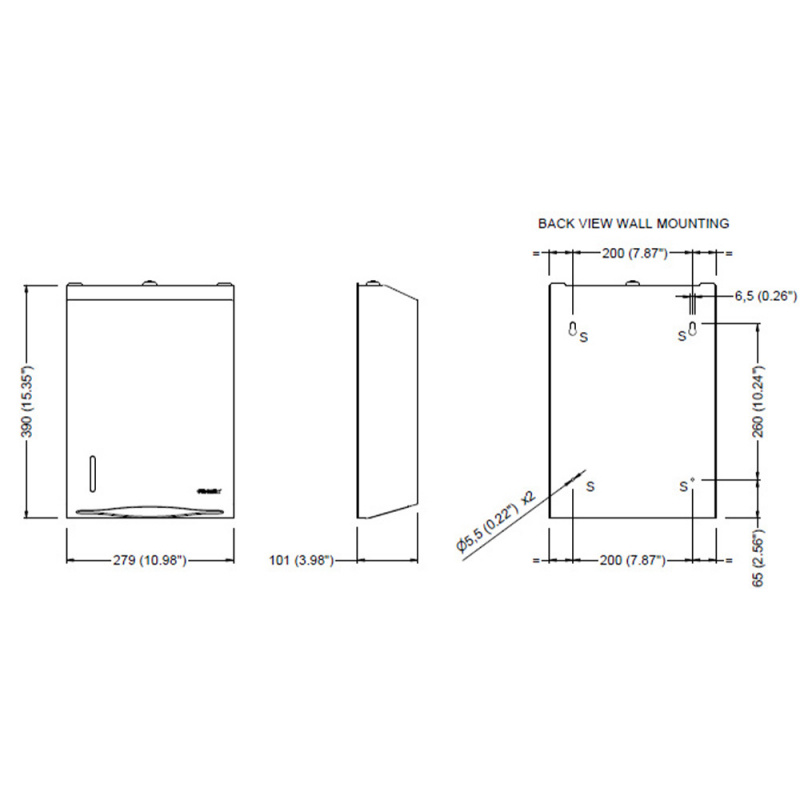 Papirhåndkle automat Stay - Børstet rustfritt