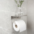 Base - Toalett papirholder med hylle - Børstet rustfritt