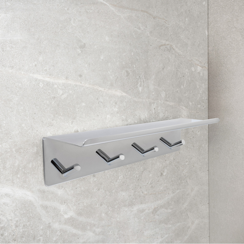 Base - Kroklist med hylle - Polert krom