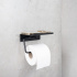 Base - Toalett papirholder med hylle - Matt sort