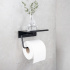 Base - Toalett papirholder med hylle - Matt sort