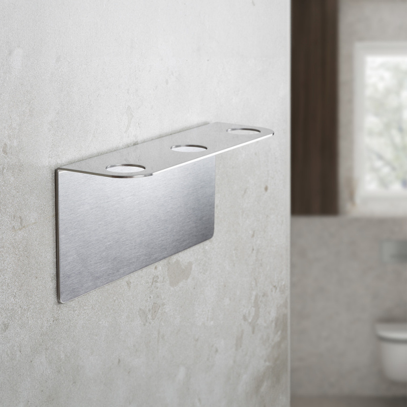 Base - Såpepumpeholder Trippel - Børstet rustfritt