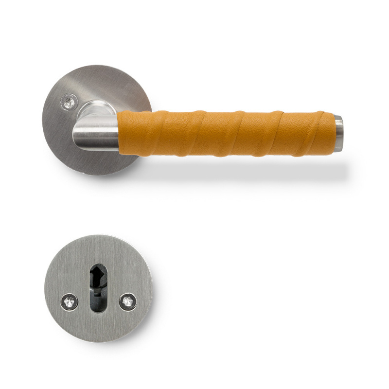 Dørhåndtak Kastrup 04 - Rustfritt Lær/natur