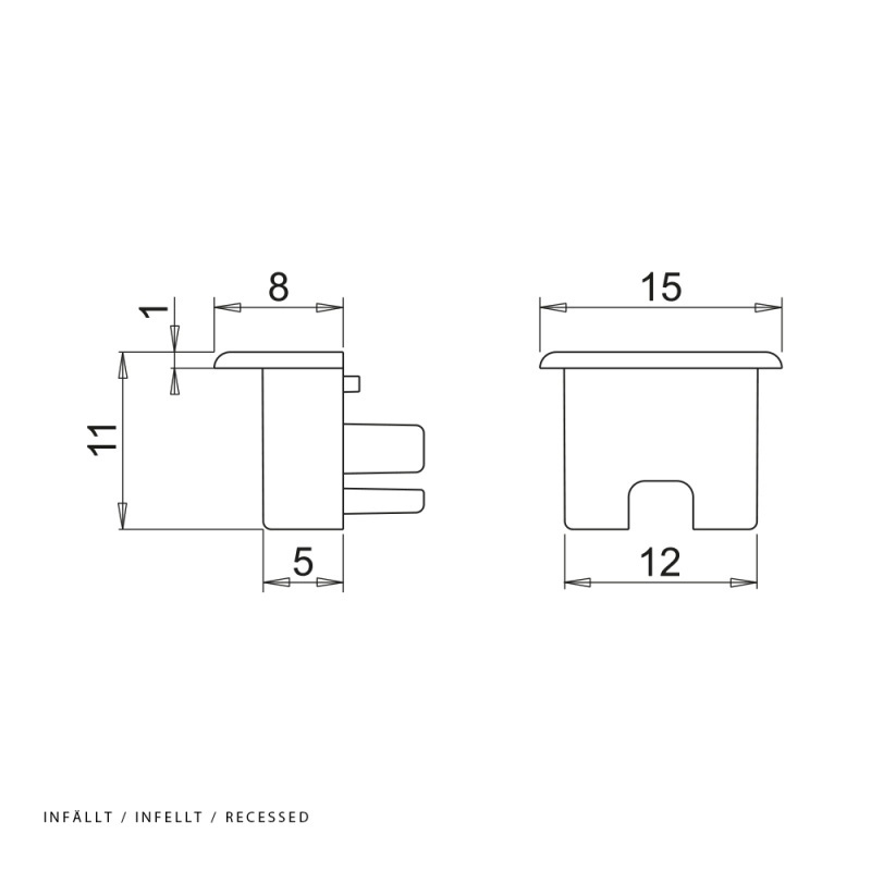 Ändstycke Nexus - Infellt - 2-pack