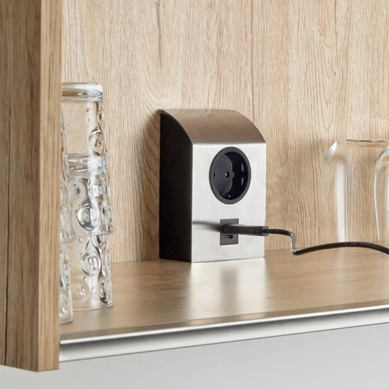 Strømuttak mini Born - Rustfri look