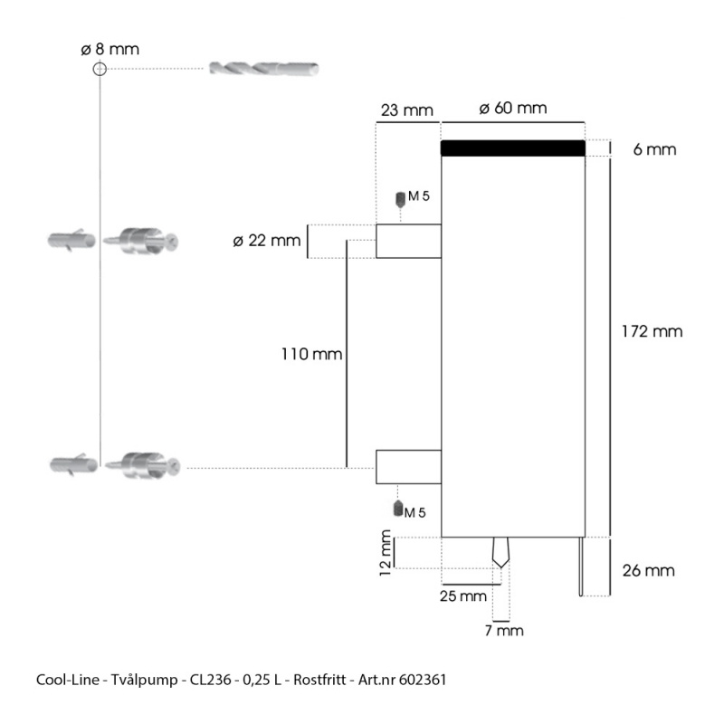 Cool-Line - Såpepumpe - Rustfritt