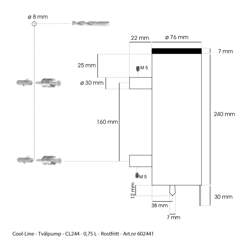 Cool-Line - Såpepumpe - Rustfritt