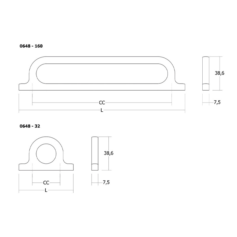 Håndtak Omega - Matt sort