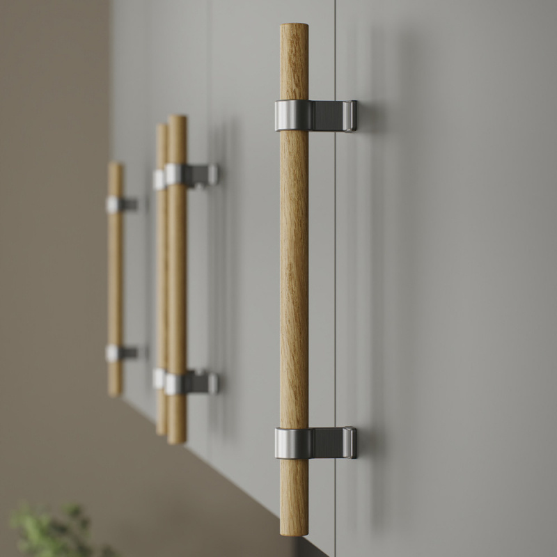 Håndtak Bond - Eik/Rustfri look