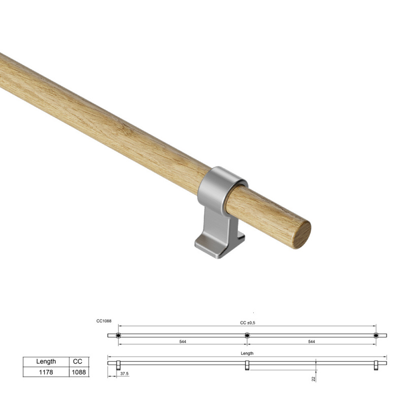 Håndtak Bond - Eik/Rustfri look