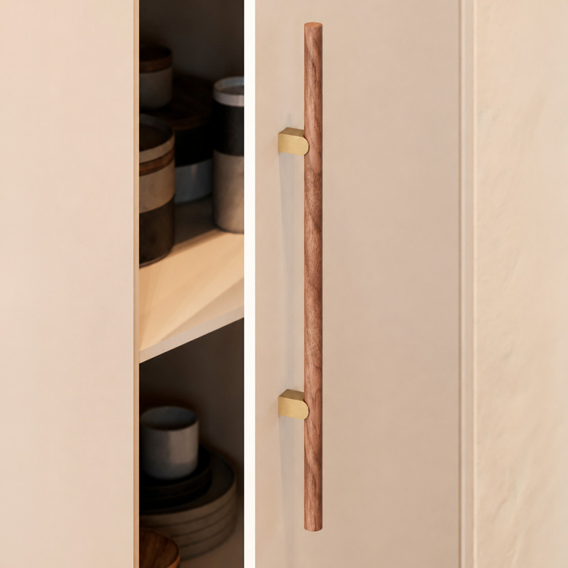Håndtak Kumo Wood - Valnøtt/messing