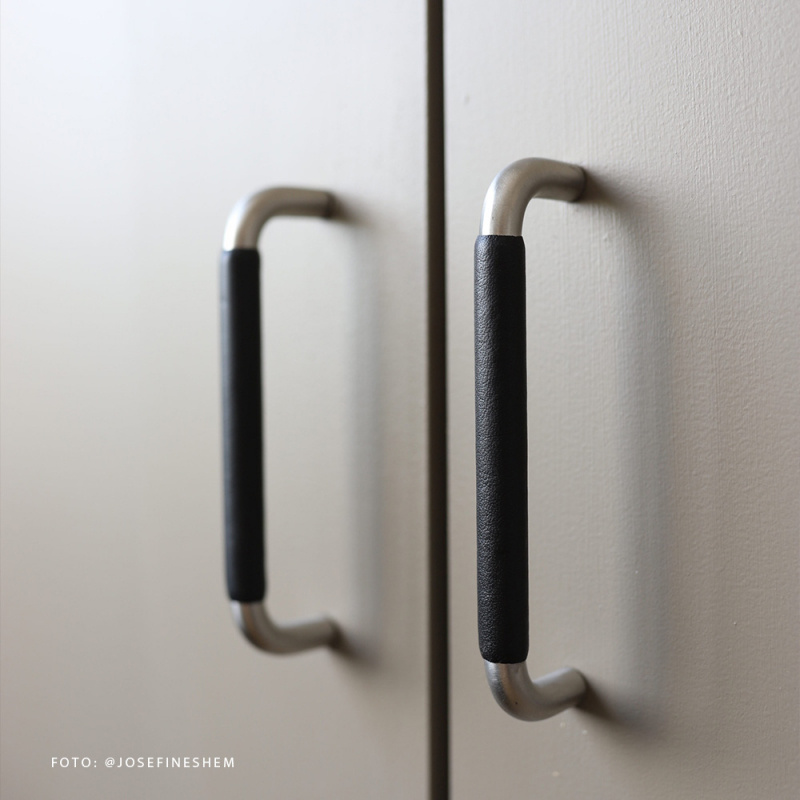 Håndtak SS-A  - Rustfritt/lærinnpakket svart